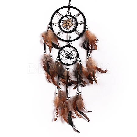 Shell Concentric Woven Net/Web with Feather with Iron Pendants Decoration PW-WG49658-01-1