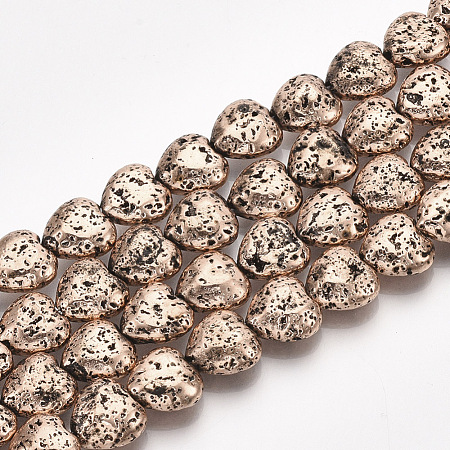 Electroplated Natural Lava Rock Beads Strands G-T126-10R-1