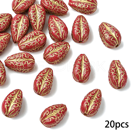 20Pcs Plating Acrylic Beads PACR-YW0001-55A-1