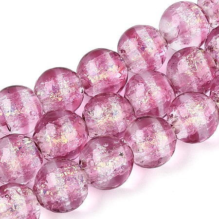 Handmade Foil Glass Beads Strands FOIL-N033-05F-1