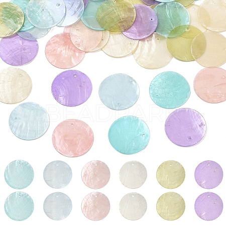 60Pcs 6 Colors Spray Painted Natural Capiz Shell Pendants BSHE-YW0001-18-1