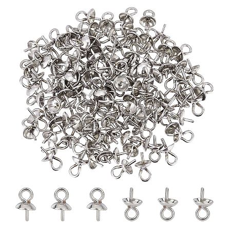 DICOSMETIC 120Pcs 304 Stainless Steel Cup Pearl Peg Bails Pin Pendants STAS-DC0004-01-1