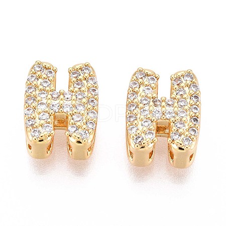 Brass Micro Pave Clear Cubic Zirconia Beads KK-T071-17G-H-1