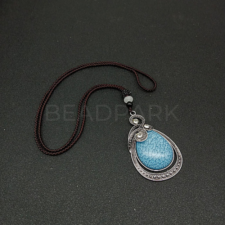 Synthetic Turquoise Pendant Necklaces for Women Men OZ9132-1