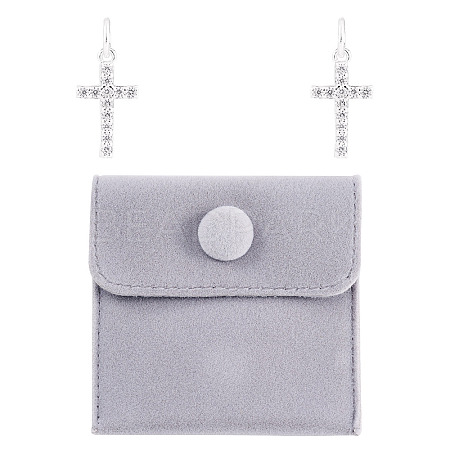 2Pcs 925 Sterling Silver Pave Clear Cubic Zirconia Cross Charms STER-TA0001-59-1