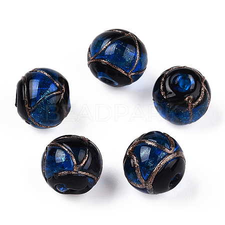 Handmade Gold Sand Lampwork Beads LAMP-T019-10mm-05-1