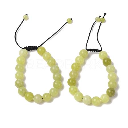 10mm Round Natural Lemon Jade Braided Bead Bracelets BJEW-C067-01C-02-1