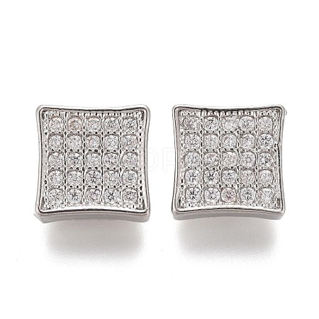 Brass Micro Pave Clear Cubic Zirconia Shank Buttons KK-H738-28P-1