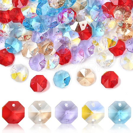 75Pcs 5 Colors Electroplate Glass Links Connectors EGLA-YW0005-08-1
