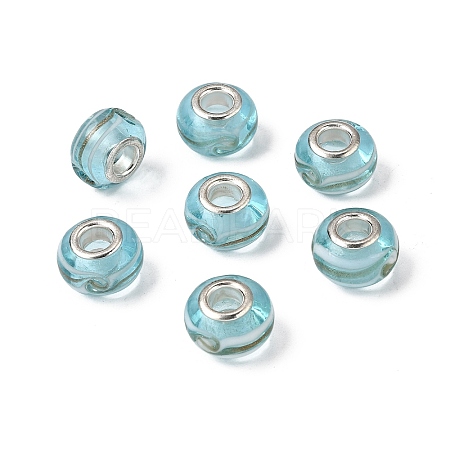 Rondelle Handmade Gold Sand Lampwork European Large Hole Beads LPDL-R007-07B-1