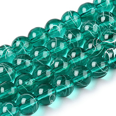 Drawbench Transparent Glass Round Beads Strands X-GLAD-Q012-8mm-12-1