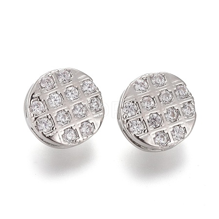 Brass Micro Pave Clear Cubic Zirconia Shank Buttons KK-H738-24P-1