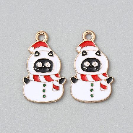 Christmas Cat Theme Alloy Enamel Pendants ENAM-CJC0013-16B-1