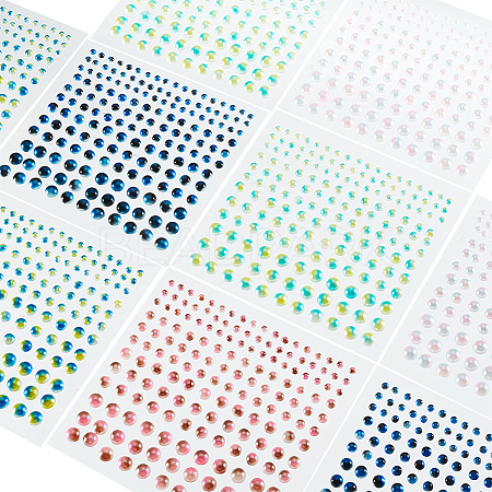 AHADERMAKER 10 Sheets 5 Colors Self Adhesive Acrylic Faux Pearl stickers DIY-GA0004-51-1