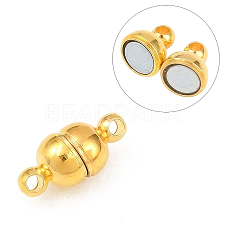Round Brass Magnetic Clasps with Loops KK-D331-G-1