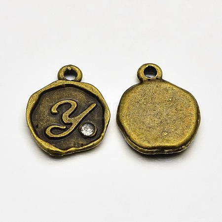 Antique Bronze Plated Alloy Rhinestone Charms ALRI-J152-Y-NF-1