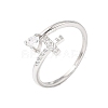Adjustable Brass Micro Pave Cubic Zirconia Cuff Open Rings CU-CBABA66-05P-4