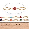 304 Stainless Steel Enamel Evil Eye & Rhombus Link Chains CHS-K021-13G-03-3