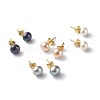 Natural Pearl Rondelle Stud Earrings EJEW-JE04585-1