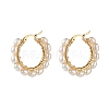 Natural Pearl Beads Brass Hoop Earrings EJEW-JE04565-7