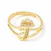 Clear Cubic Zirconia Initial Letter with Crown Adjustable Ring RJEW-M139-17T-2