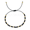 Glass & Brass Round Beads Braided Bead Bracelets LS-RD6595-1-1