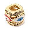 Rack Plating Brass Micro Pave Cubic Zirconia Evil Eye European Beads with Enamel KK-M247-34G-06-1
