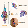 2 Pairs 430 Stainless Steel Leaf Dangle Earrings EJEW-TA0001-83B-4