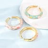 Brass Enamel Cuff Open Rings RJEW-P183-05G-M-4