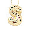 Brass Micro Pave Cubic Zirconia Letter Pendant Necklaces LS-KK-Z069-01G-S-1