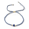Adjustable Natural Lapis Lazuli Braided Bead Bracelets BJEW-F391-A10-8