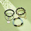 5Pcs 5 Style Natural Lava Rock & Natural Quartz & Synthetic Hematite Stretch Bracelets Set BJEW-JB08739-2