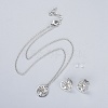 Stainless Steel Pendants Necklaces and Stud Earrings Jewelry Sets SJEW-JS01027-1
