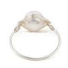 Natural Pearl Braided Bead Finger Ring RJEW-JR00586-02-4