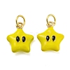 Star Rack Plating Brass Enamel Charms KK-Q804-07G-1