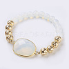 Electroplated Natural Lava Rock and Natural Frosted Amazonite Stretch Bracelets BJEW-P078-01E-1