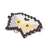 Handmade Glass Seed Beaded Cat Head Shape Pendants PALLOY-MZ00933-04-4