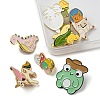 7Pcs 7 Style Dinosaur & Cat & Tortoise & Frog & Mushroom Enamel Pin JEWB-SZ0001-30-3