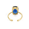 Oval Glass Open Cuff Ring RJEW-S049-001G-3