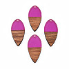 Transparent Resin & Walnut Wood Pendants RESI-N025-031-C05-2