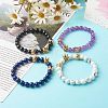 Natural Mixed Stone Round Beads Stretch Bracelets BJEW-JB06606-3