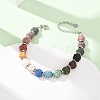 Chakra Dyed Round Natural Lava Rock Beaded Bracelets GG-CBA922D-03-3