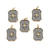 Brass Micro Pave Clear Cubic Zirconia Pendants KK-E068-VF314-4