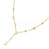 Rhinestone & Natural  Shell Moon & Star Link Chains Lariat Necklace NJEW-M199-08G-2