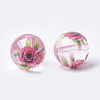 Printed & Spray Painted Transparent Glass Beads GLAA-S047-04B-03-2