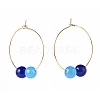 Natural Dyed Malaysia Jade Bead Hoop Earrings for Girl Women EJEW-JE04632-01-5