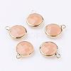 Golden Tone Brass Glass Flat Round Charms GLAA-M003-A-20G-1