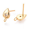 Brass Micro Pave Clear Cubic Zirconia Stud Earring Findings X-MAK-T011-11G-02-2
