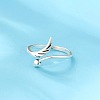 Heart & Wing Rhodium Plated 925 Sterling Silver Cuff Rings FS-WGFEBDA-01-1