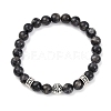Natural Labradorite Round Beaded Stretch Bracelets for Women BJEW-JB12569-02-1